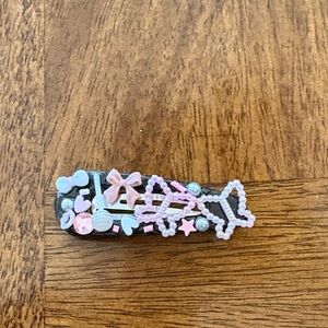 Handmade junk charm hairclip Decorative Pink and White Beaded
